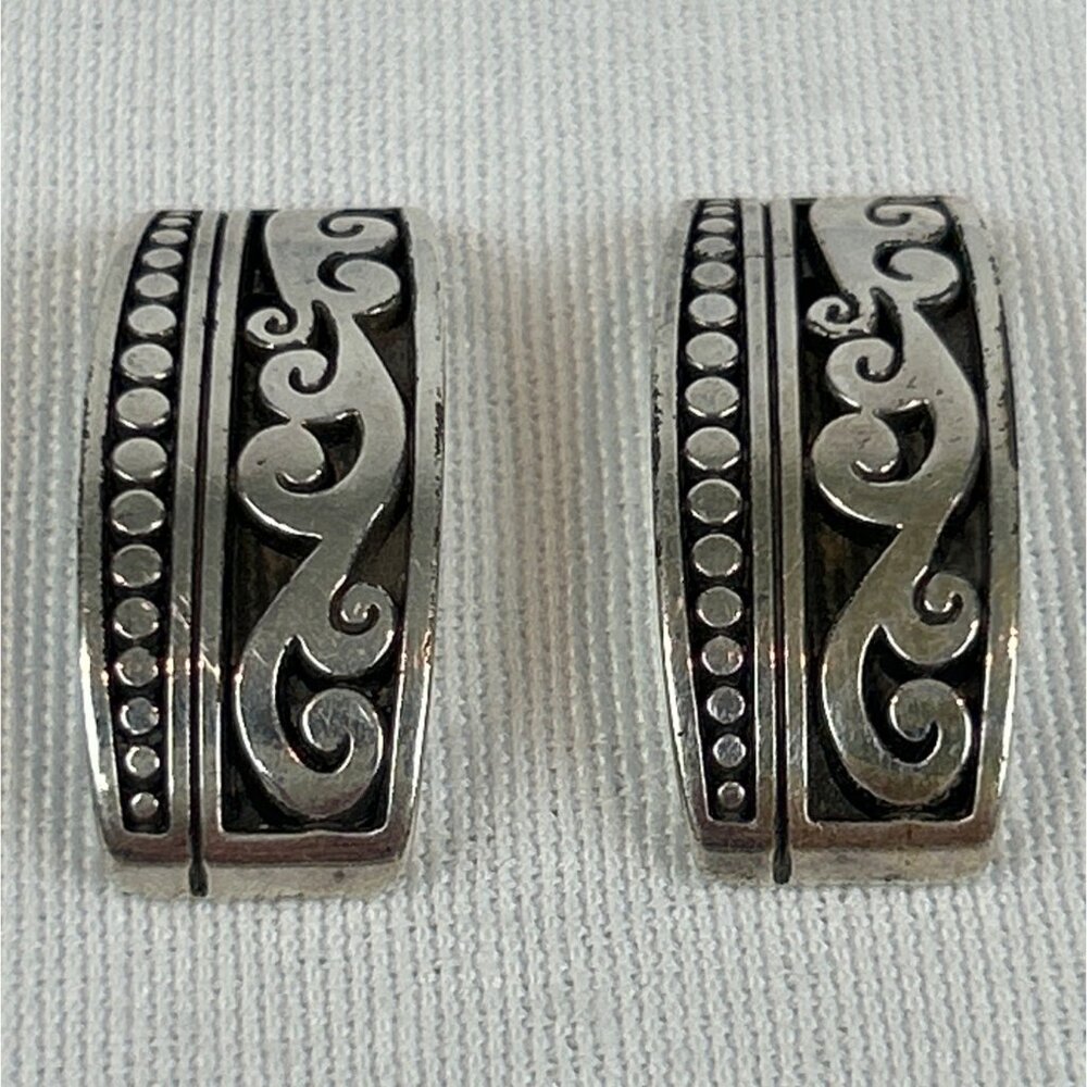 Vintage Silver Tone Scrollwork Spacer Beads Intricate Dot Swirl Design